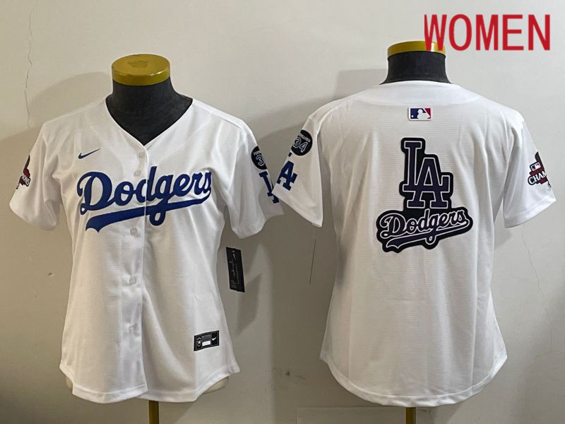 Women Los Angeles Dodgers Blank White Game 2024 Nike MLB Jersey style 12097->women mlb jersey->Women Jersey